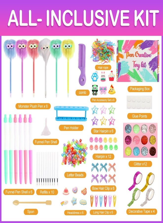 Ulema 65Pcs Cute DIY Pen Making Kit Christmas Gifts, Create 12 Plush and Floating Pens, Creative Arts and Crafts (Style1) - Image 2
